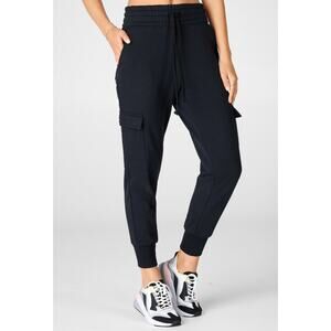 New Fabletics Womens 1X Plus Size Pants Kylie Cargo Jogger Activewear Black